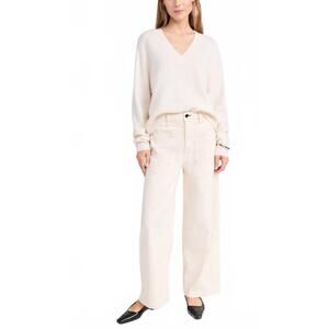 NEW ASKK NY virginia semi wide leg pant in bone